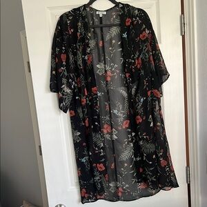 Noble U Black and Red Floral Robe